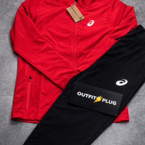 Asics - Rode vest + Zwarte broek