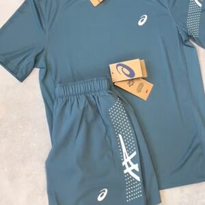 Asics Zomerset - Blauwgroen t-shirt + Blauwgroen korte broek