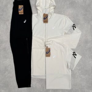Asics - Witte vest + Witte t-shirt + Zwarte broek
