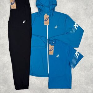 Asics - Blauwe vest + Blauwe t-shirt + Zwarte Broek
